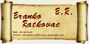 Branko Ratkovac vizit kartica